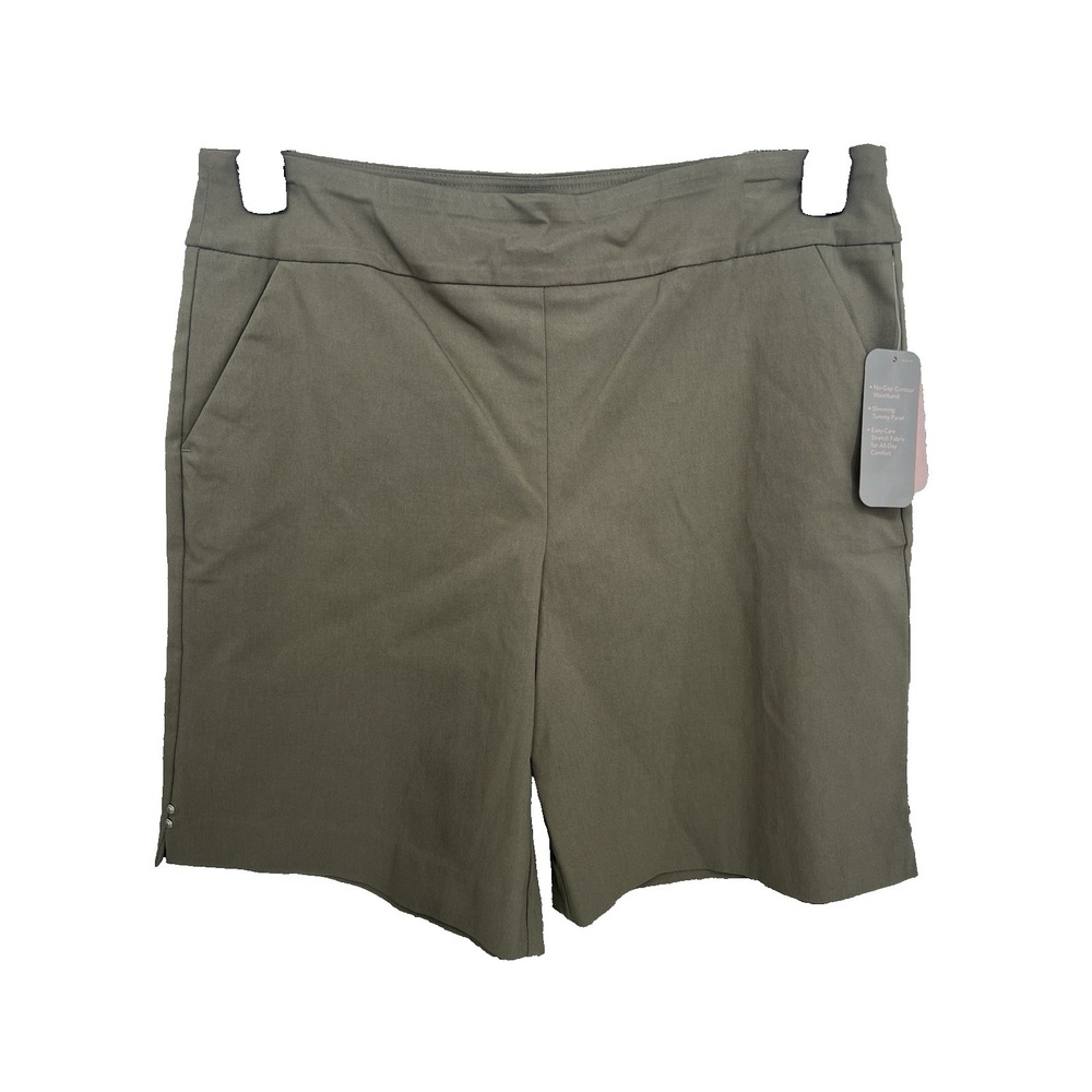 NEW Allison Daley Shorts Women 18 XL Green Tummy Control Panel Bermuda Chino